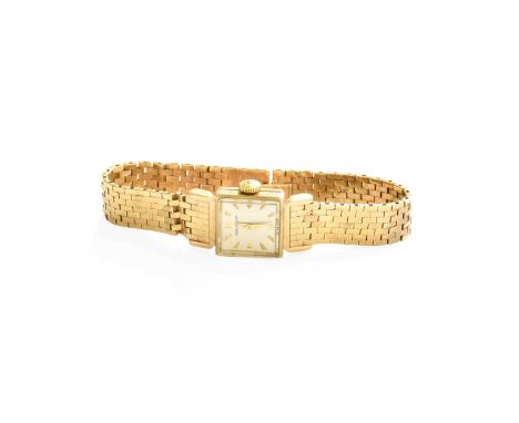 A Lady's 9 Carat Gold Jaeger LeCoultre Wristwatch, manual wound lever movement signed and numbered 1277551, silvered dial sig