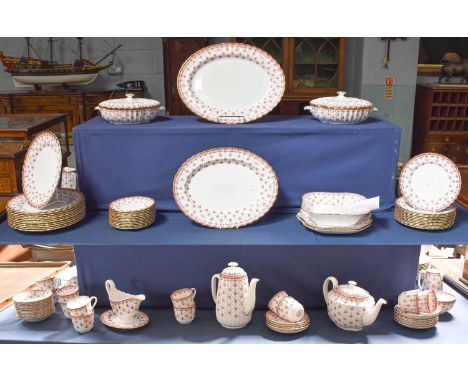 Spode Fleur De Lys Red Dinner/Tea Service purchased 2 September 1978 from A.E. Hopper & Sons, Darlington