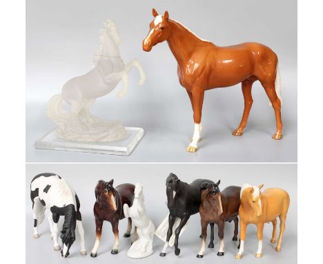 A Group of Horse Models Including, Beswick Palomino Gloss, Royal Doulton, black matt and others; together with a resin model 