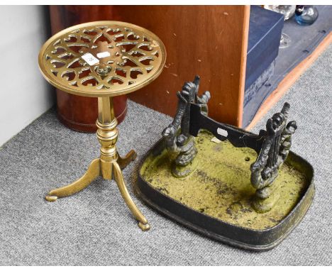 Brass Trivet, cast iron boot scraper, modern leather stick stand (3)