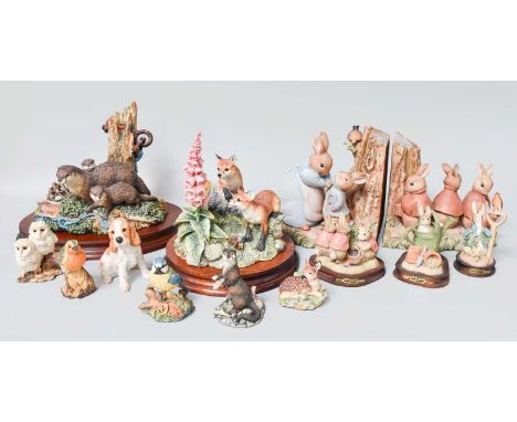 Border Fine Arts Wildlife Models, Including: 'At the Waters Edge', 488/1500, on wood base, with box and certificate, various 