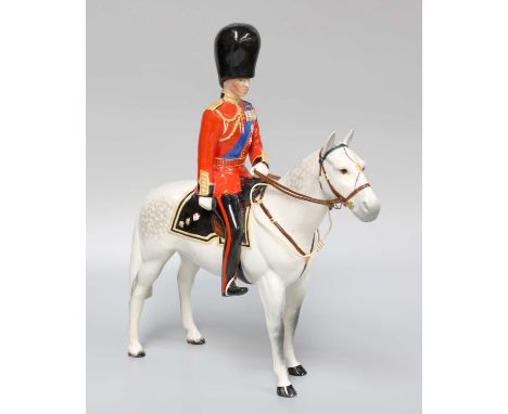 Beswick H.R.H The Duke of Edinburgh on Alamein, model No. 1588, light dapple grey gloss (a.f)Restoration to horses back leg (