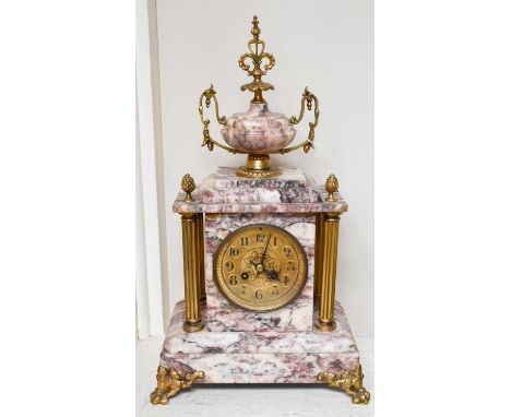 A Marble and Gilt Metal Mounted Striking Mantel Clock, retailed by Philippe &amp; Roissiere a Rouen, circa 1900