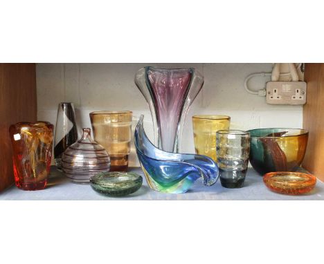 A Group of Whitefriars and Other Art Glass, (one shelf) 