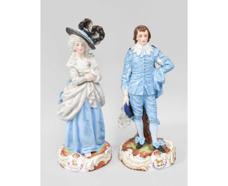 Two 19th Century Charenton Porcelain Portrait Figures, after Thomas Gainsborough, of the Duchess of Devonshire and the 'Blue 