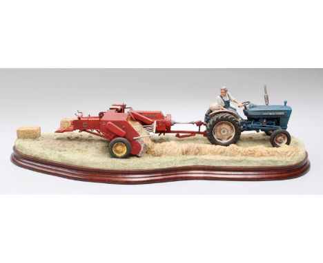 Border Fine Arts 'Hay Baling', model No. B0738 by Ray Ayres, limited edition 591/2002, on wood base, with box and certificate