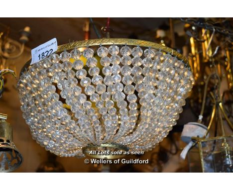 BRASS AND BEADED DROP LIGHT SHADE