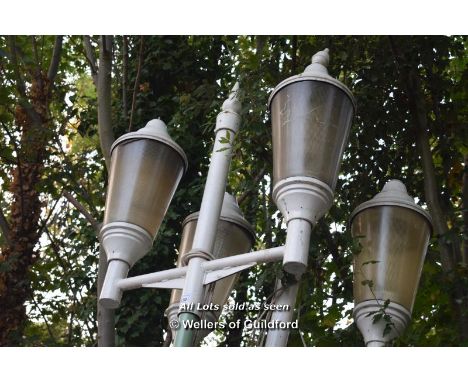 SET OF FOUR GALVANISED DOUBLE HEAD LAMP POST TOPS