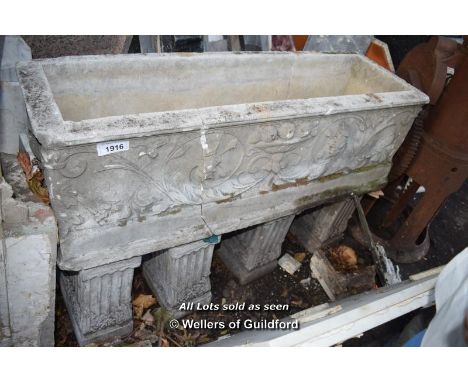 DECORATIVE STONE TROUGH/PLANTER ON FOUR MATCHING STONE PEDESTAL FEET (A/F)