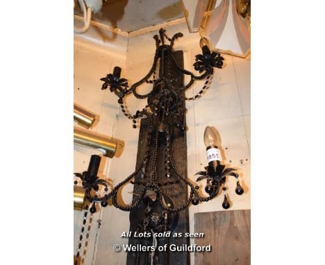 SET OF THREE MATCHING BLACK TWIN BRANCH LIGHT FITTINGS
