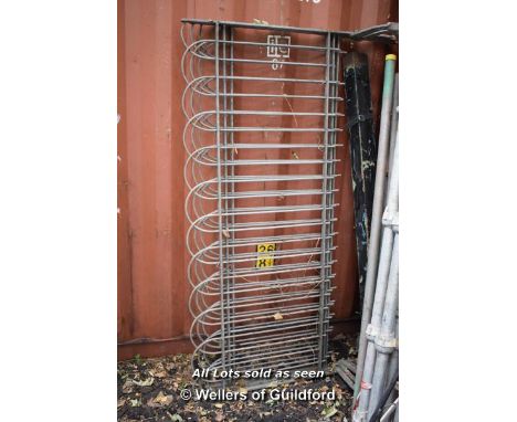 THREE MATCHING DECORATIVE GALVANISED RAILING SECTIONS, EACH 1830 X 820