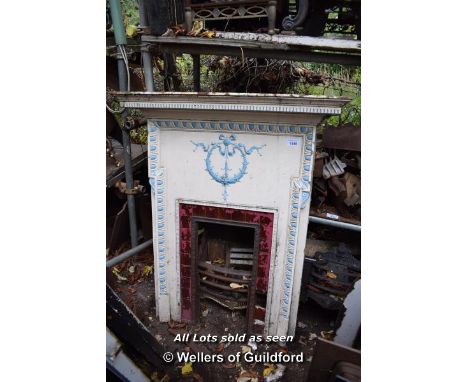 ORNATE CAST IRON FIREPLACE WITH TILE SURROUND, 1140 X 1370