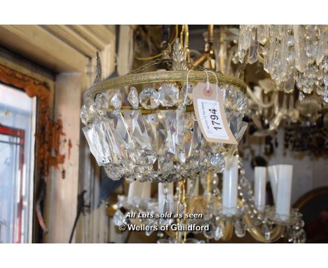 DECORATIVE BRASS AND GLASS DROP LIGHT FITTING