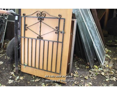 DECORATIVE WROUGHT IRON GATE, COMPLETE WITH ATTACHED POST. GATE 840 X 1010