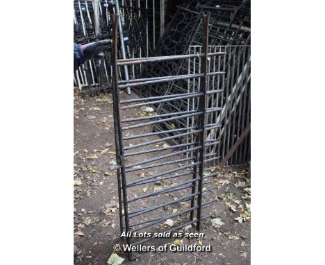 TWO MATCHING SECTIONS OF WROUGHT IRON RAILING, VARIOUS SIZES, TOTAL SPAN 2800 X 710 HIGH