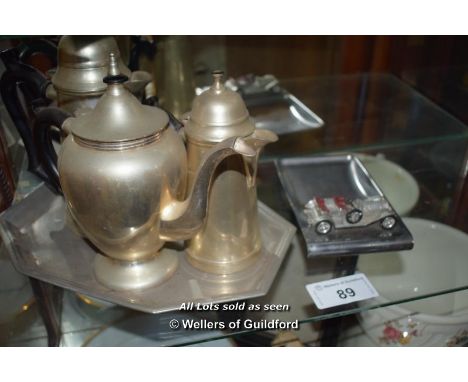 SHELF OF MIXED SILVER PLATE