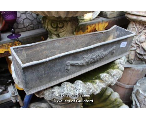 LEAD RECTANGULAR PLANTER WITH FLORAL DECORATION, 730 X 180 X150