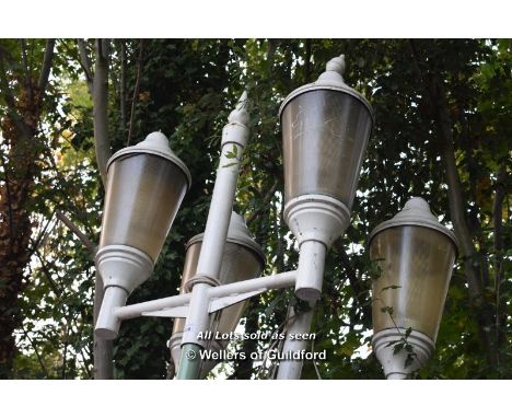 SET OF FOUR GALVANISED DOUBLE HEAD LAMP POST TOPS