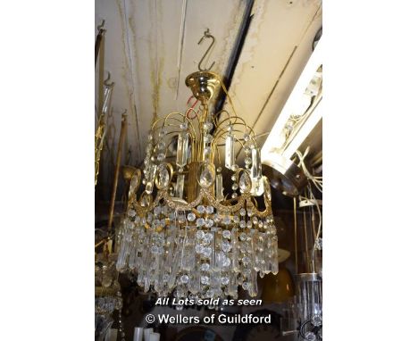 DECORATIVE BRASS AND GLASS DROP LIGHT FITTING