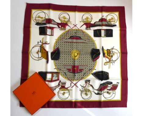 Hermes Scarf Silk Les Voitures A Transformation Carriages w/Box