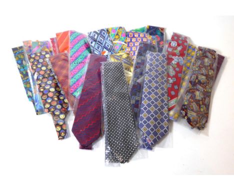 Thirty Gents' Designer Silk Ties, in flamboyant colours and designs, including brands such as Leonard, Paris; Turnbull & Asse