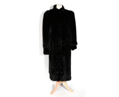 Glyn of Leinhardt Manchester Black Mink Coat, with Nehru style collar, cuffed sleeves, side pockets42'' chest, 45.5'' shoulde