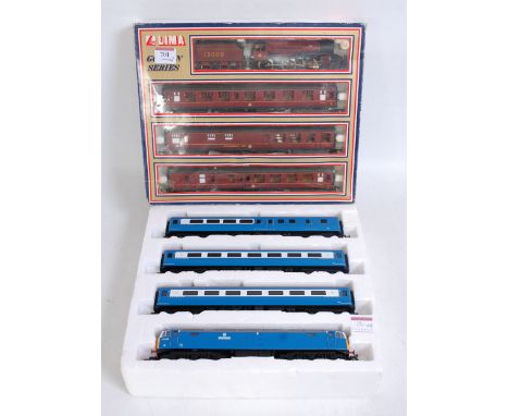 A Lima train pack comprising LMS maroon 2-6-0 engine and tender No. 13000 and 3 BR Mk1 coaches (G-BG) and a Hornby class 47 d