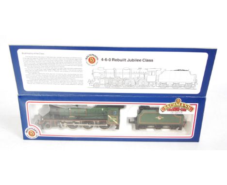 A Bachmann 31-251 rebuilt Jubilee class engine and tender BR green no. 45736 "Phoenix" with cabside stripe reworking under ov