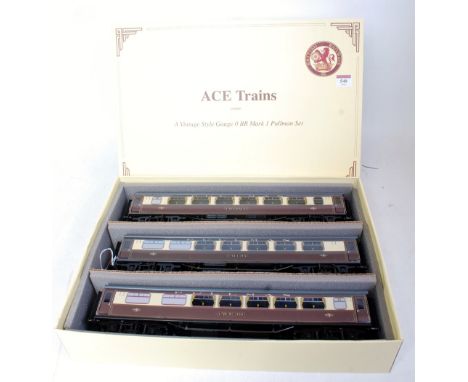 ACE Trains 40cm series coaches C/12 BR Pullmans Set B Emerald, Falcolm and Car 336, film protection to sides still in place (