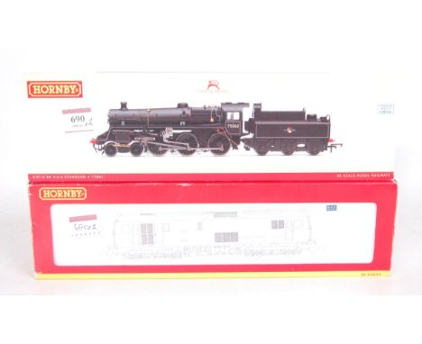 A Hornby BR standard class 4 4-6-0 engine and tender lined black No. 75062, missing box outer, DCC fitted (G-BD) together wit