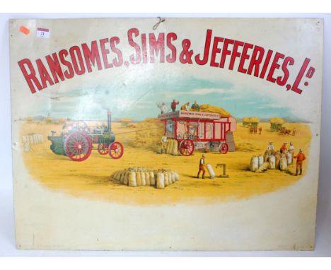 A very fine lithographed printed advertising sign by B.A.T. Co Ltd Smithwick produced for Ransomes Sims & Jefferies Ltd showi