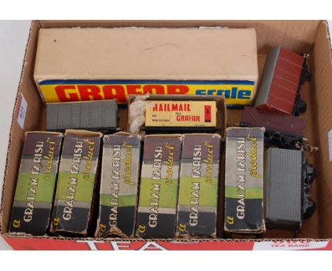 A Graham Farish diecast GWR green pannier tank engine (VG-BG), 10 Farish metal wagons (6 boxed) and 1 plastic wagon (FG-BFG)