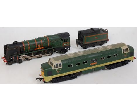 Hornby Dublo 'Barnstaple' engine and tender and Deltic 'Crepello' play wear to both (F-G)