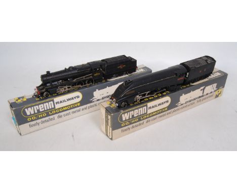 A Wrenn Railways W2213 class A4 engine and tender NE wartime black 'Peregrine', added details (G-BFG) and sold with W2224 BR 