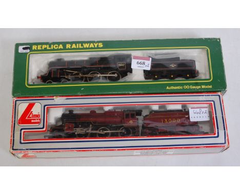A Lima LMS red 2-6-0 'Crab' class engine and tender (G-BG) and a Replica Railways BR lined black standard class 4 engine and 