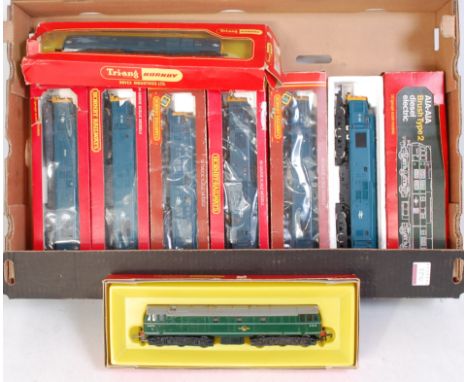 9x Triang Hornby diesel locomotives, mixed types and mixed liveries, some items re-numbered (G-BP-FG)