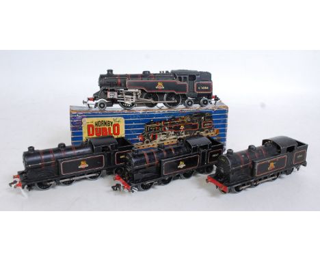Three Hornby-Dublo 3-rail tank locos: EDL18 BR80054, number transfer damaged one side G-BP) with EDL7 0-6-2 BR69567 gloss bla