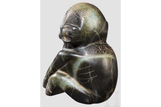 Skulptur Eines Hockenden Menschen Taino Kultur Karibik 11 15 Jhdt Skulptur Aus Nephritart