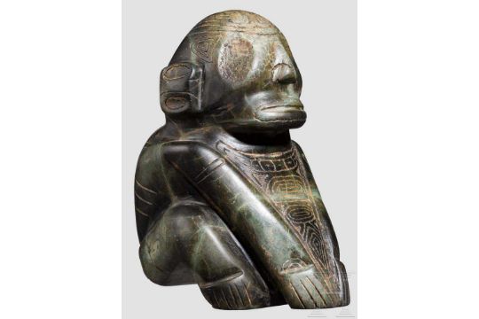 Skulptur Eines Hockenden Menschen Taino Kultur Karibik 11 15 Jhdt Skulptur Aus Nephritart