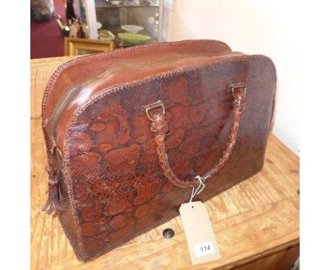 A vintage python skin handbag 