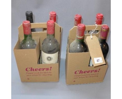 A collection of 8 vintage bottles of wine from the 1970/80's 