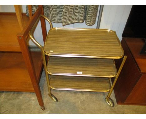 Gilt Metal Tray Top Gin/Cocktail Trolley 