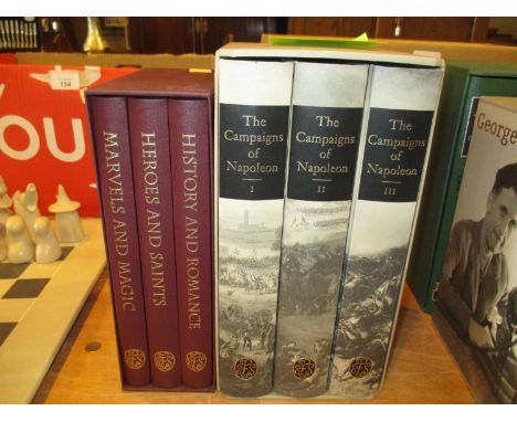 Two Boxed Sets of Folio Society Books - The Campaigns of Napoleon and British Myths and Legends 