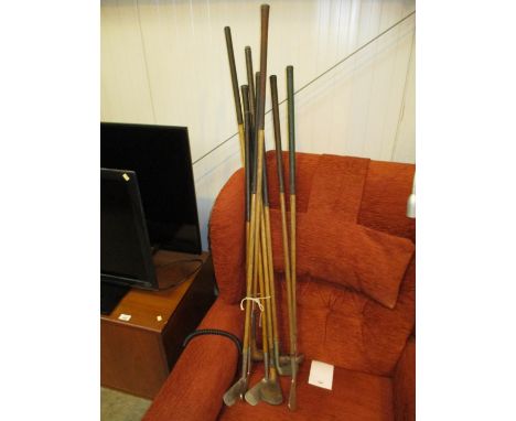 Nine Vintage Hickory Shaft Golf Clubs 