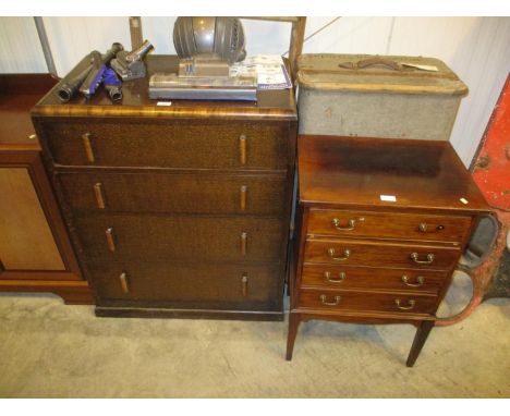 Oak Chest of 4 Drawers, Mahogany Music Chest, Vintage Trunk and Drying Screen 