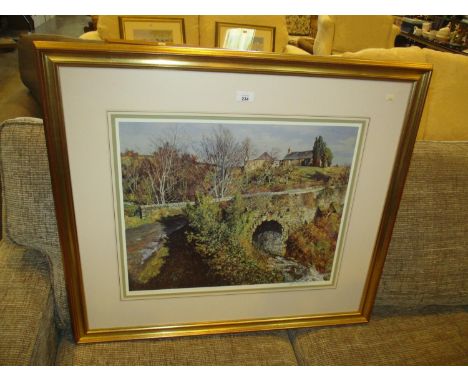 James McIntosh Patrick Signed Print of a Farm and Bridge, 412/850 