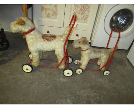 Two Vintage Push Along Dogs 