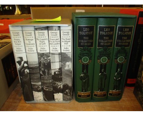 Two Boxed Sets of Folio Society Books - Leo Tolstoy and George Orwell 