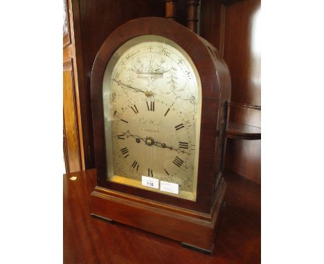 George III Robert Ward London Mahogany Case Bracket Clock having a Musical Movement, Engraved Silvered Dial with Jigg, Minuet