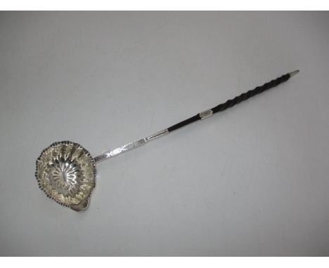 19th Century White Metal and Whale Bone Handle Toddy Ladle 